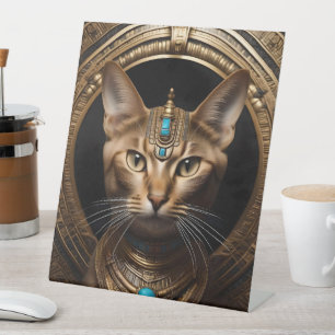 Signe De Table Reine du Nil : Cléopâtre le chat à la tête