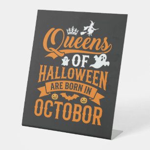 Signe De Table Reines d'Halloween Nées en Octobre Typographie Vin