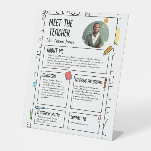 Signe De Table Rencontre avec l'enseignant Flyer moderne de rentr (Recto)