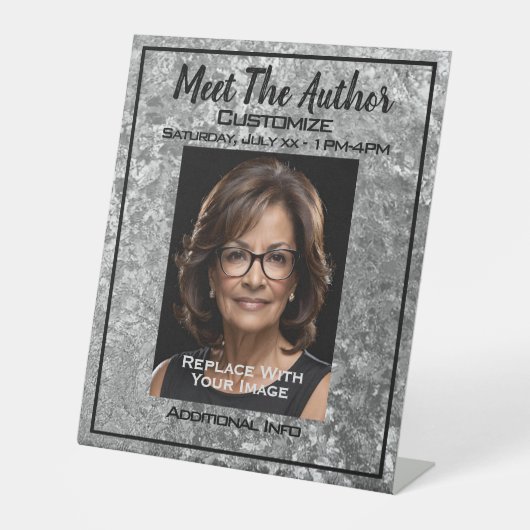 Signe De Table Rencontrez L'Auteur Silver Texture (Recto)