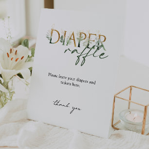 Signe De Table Repas de couche de Baby shower doré et verdure mod