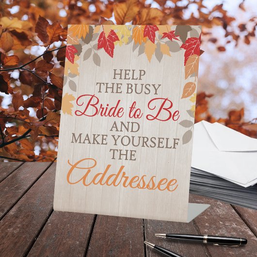 Signe De Table Répondre à la Fête des mariées d'automne de l'enve