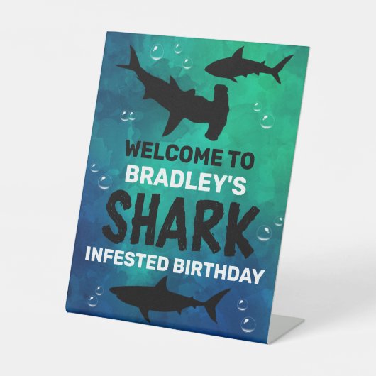 Signe De Table Requin infesté à tout âge fête d'anniversaire (Recto)