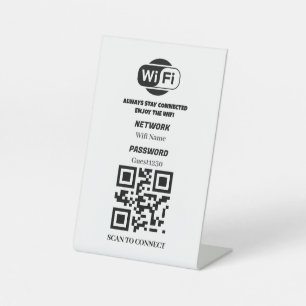 Signe De Table Réseau Wi-Fi et mot de passe Business Retail