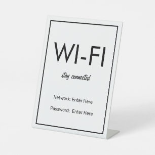 Signe De Table Réseau Wi-Fi et mot de passe Business Retail