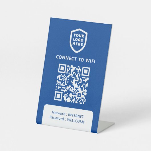 Signe De Table Réseau Wifi | Analyse du code QR bleu pour se conn (Recto)