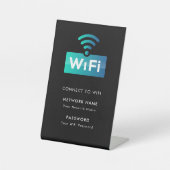 Signe De Table Réseau Wifi Personnalisé Connexion Noir Moderne (Recto)