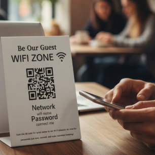 Signe De Table Réseau Wifi   QR Code Internet Scan pour se connec