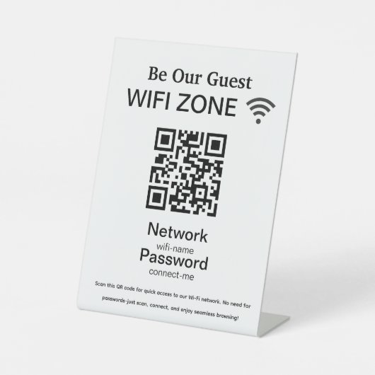 Signe De Table Réseau Wifi | QR Code Internet Scan pour se connec (Recto)