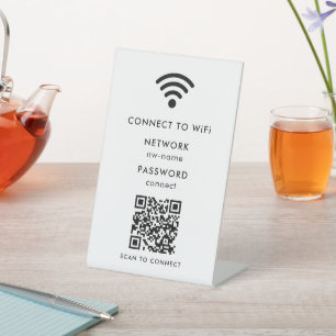 Signe De Table Réseau WiFi Scannez le code QR pour vous connect