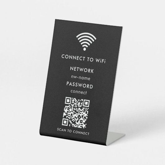 Signe De Table Réseau WiFi | Scannez le code QR pour vous connect (Recto)