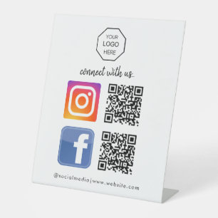 Signe De Table Réseaux sociaux Contactez-nous QR Code Black B
