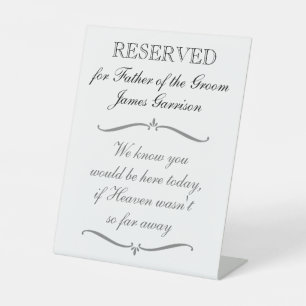 Signe De Table Réservé Au Père Du Mariage Mémorial Groom