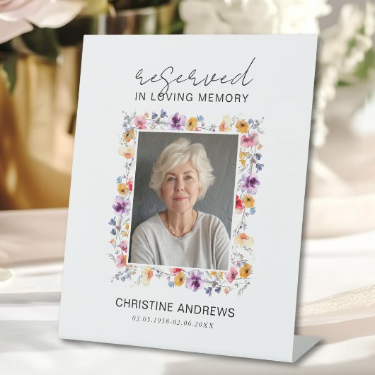 Signe De Table Reserved Seat - Wildflower Photo Memorial Wedding 