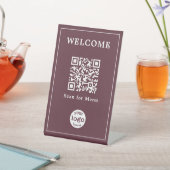 Signe De Table Restaurant Brown foncé Café Bar Menu Code QR Logo (In SItu)