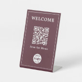 Signe De Table Restaurant Brown foncé Café Bar Menu Code QR Logo (Recto)