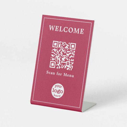 Signe De Table Restaurant moderne Café Menu Code QR Logo (Recto)