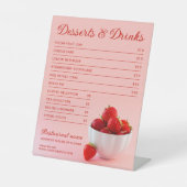 Signe De Table Restaurant Red Strawberry Dessert Et Menu Boissons (Recto)
