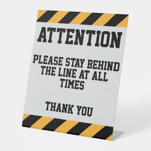 Signe De Table Restez Derrière La Ligne Piétonne (Recto)