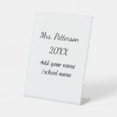 Signe De Table Retour à l'école ajouter nom de l'enseignant année (Recto)