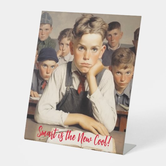 Signe De Table Retour à l'école Norman Rockwell dessin style (Recto)