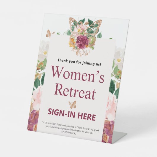 Signe De Table Retraite de femmes florale rose chrétienne (Recto)