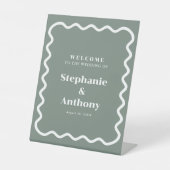 Signe De Table Retro 1950 Wavy Edge Sage Green Mariage (Recto)