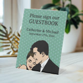 Signe De Table Retro 70's Pop Art Comic Livre Mariage romantique