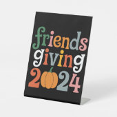 Signe De Table Retro Amis Donnant 2024 Thanksgiving Fall (Recto)