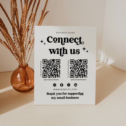 Signe De Table Retro Connect Us Social Media Sign