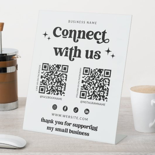 Signe De Table Retro Connect Us Social Media Sign (In SItu)