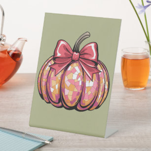 Signe De Table Retro Coquette Bow Citrouille Automne Vibes Saison