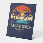 Signe De Table Retro coucher de soleil Filles voyage bachelorette (Recto)