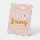 Signe De Table Retro Deux filles Super 2e anniversaire Bienvenue (Recto)