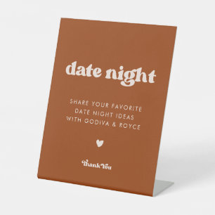 Signe De Table Retro élégant Burnt Orange Date idées nuit