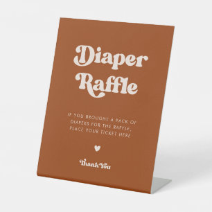 Signe De Table Retro élégant Burnt Orange Diaper Raffle