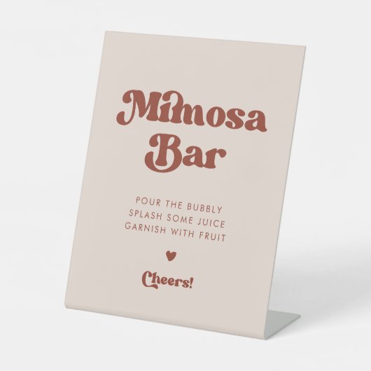 Signe De Table Retro élégant Mariage Peach Pink bar Mimosa (Recto)