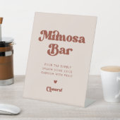 Signe De Table Retro élégant Mariage Peach Pink bar Mimosa (In SItu)
