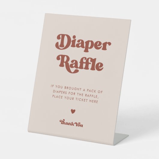 Signe De Table Retro élégant Peach Pink Diaper Raffle (Recto)