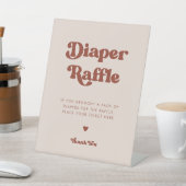 Signe De Table Retro élégant Peach Pink Diaper Raffle (In SItu)