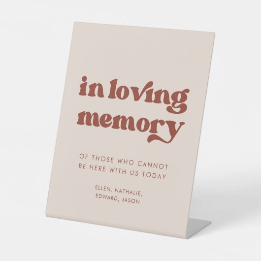 Signe De Table Retro élégant Peach Pink Mariage En mémoire d'amou (Recto)