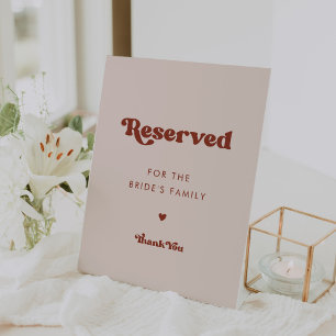 Signe De Table Retro élégant Peach Pink Réservé à la famille