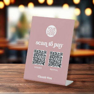 Signe De Table Retro et Boho Deux façons de payer le code QR sc