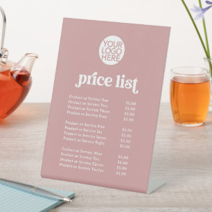 Signe De Table Retro et Boho Tarifs des services et votre logo