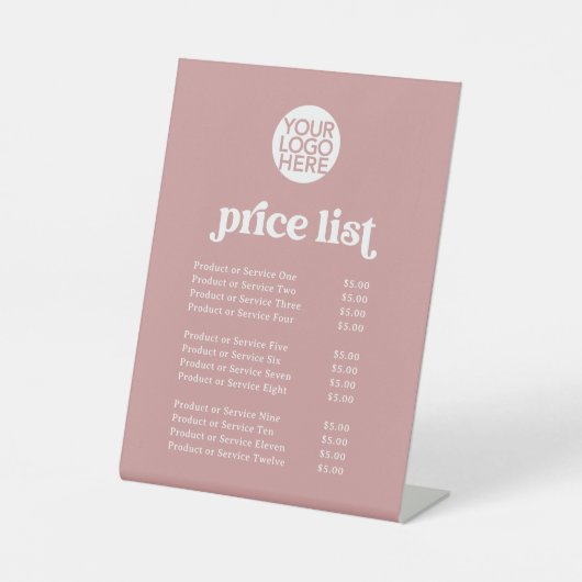 Signe De Table Retro et Boho | Tarifs des services et votre logo (Recto)