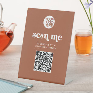 Signe De Table Retro et Boho   Terracotta Scan Me QR Code