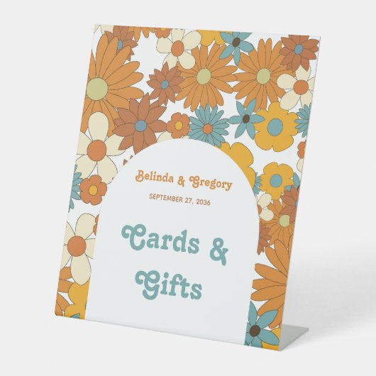 Signe De Table Retro Flowers 60's 70's Arch Mariage Cadeaux (Recto)