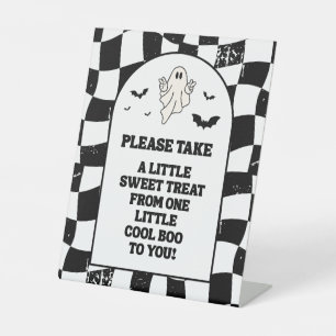 Signe De Table Retro Ghost Un Anniversaire D'Halloween Pour Un Pe