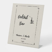 Signe De Table Retro Grey Hand Drawn Illustrated Cocktail Bar (Recto)