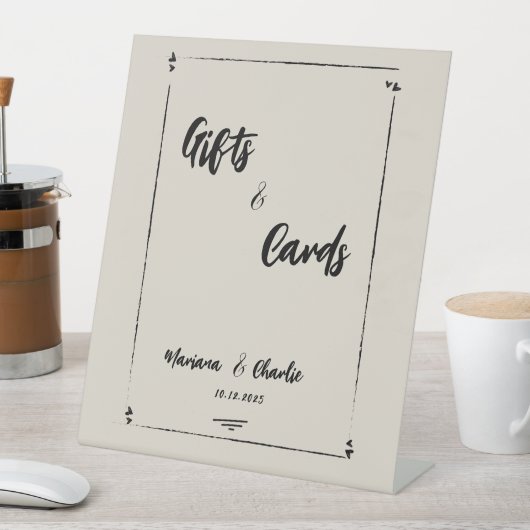 Signe De Table Retro Grey Hand Drawn Illustrated Gift & Cards (In SItu)